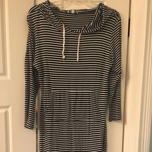 black and white striped dress with hood